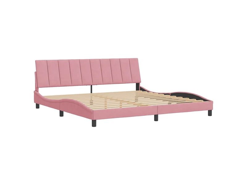  Lit double- lit adulte -  cadre de lit sans matelas hanko rose 200x200 cm velours  - Conforama B