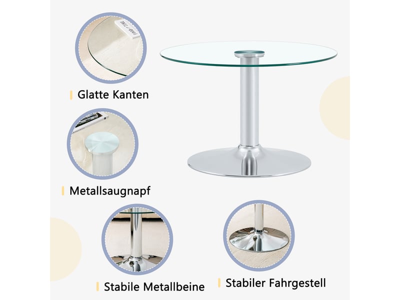  Table basse ronde en verre trempé et métal d. 70 x h. 45 cm W3658P439505 - Conforama E
