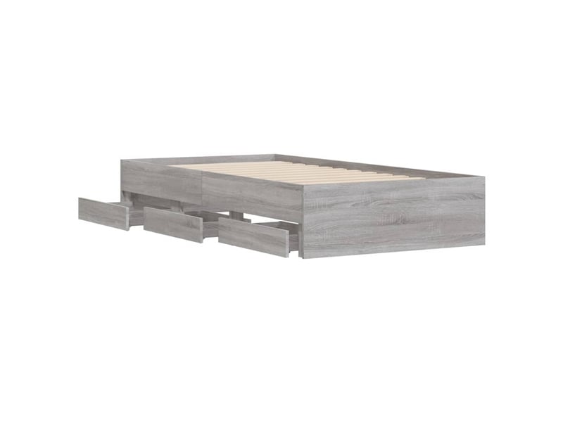 Lit simple- lit adulte - cadre de lit avec tiroirs sans matelas sonoma gris 100x200 cm - Conforama D