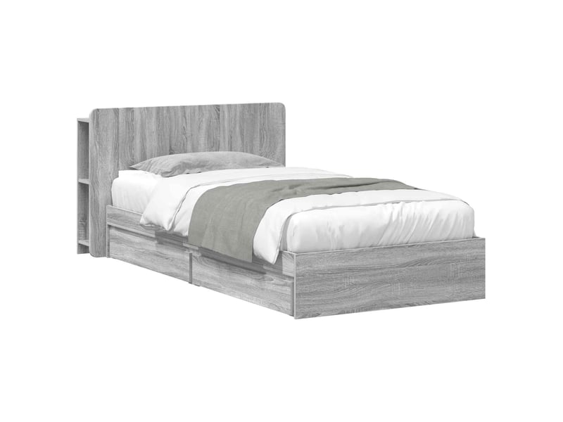 Lit simple- lit adulte - cadre de lit avec rangement sonoma gris 100 x 200 cm - Conforama A
