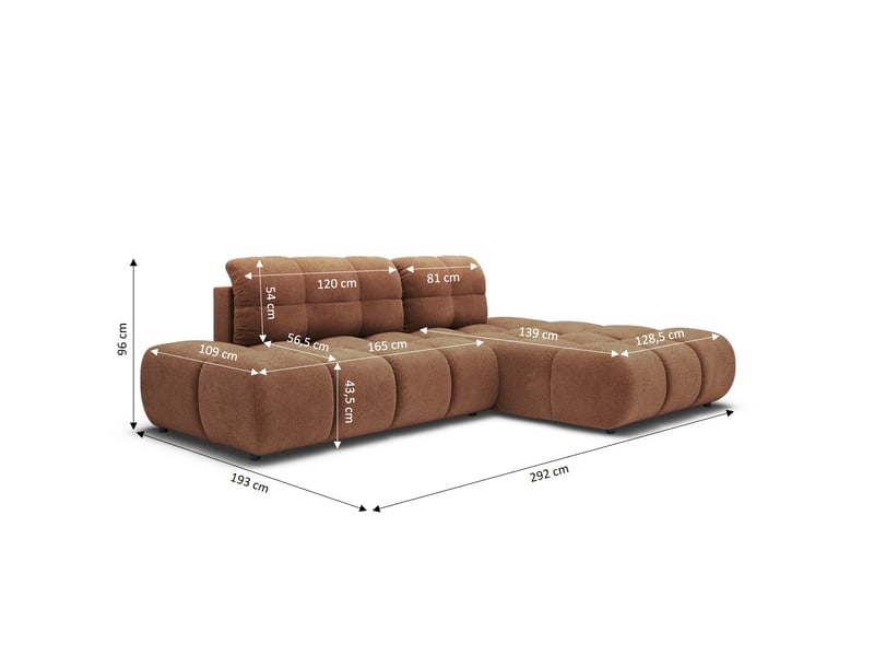  Canapé d'angle droit convertible almera 4 places tissu terracotta  - Conforama D