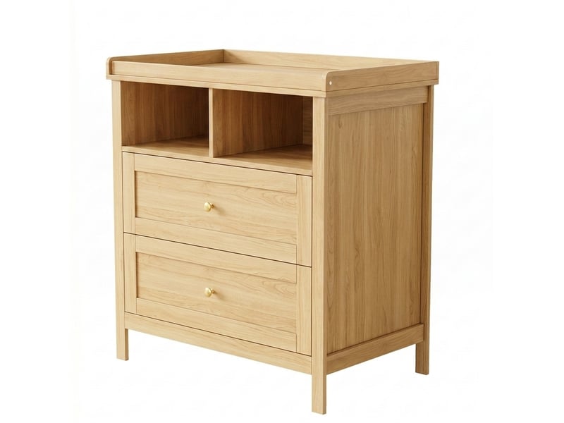  Commode à langer multifonctionnelle 82x50x90 cm en mdf couleur bois clair, convertible avec tiroirs, sans coussin  - Conforama D