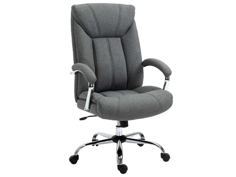  Chaise bureau bascule, ergonomique, accoudoirs, appui-tête, nylon gris, 65x78x110-118 cm.  - Conforama A