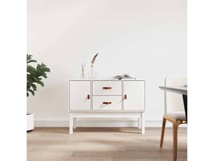 Buffet - bahut - meuble de rangement blanc 110x40x78 cm bois massif de pin