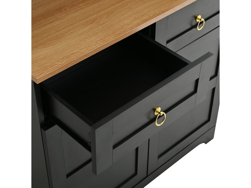  Meuble de rangement haut 80x40x180cm avec vitrine, led dimmable, prise et usb, 2 portes, 2 tiroirs, noir ABC - Conforama D