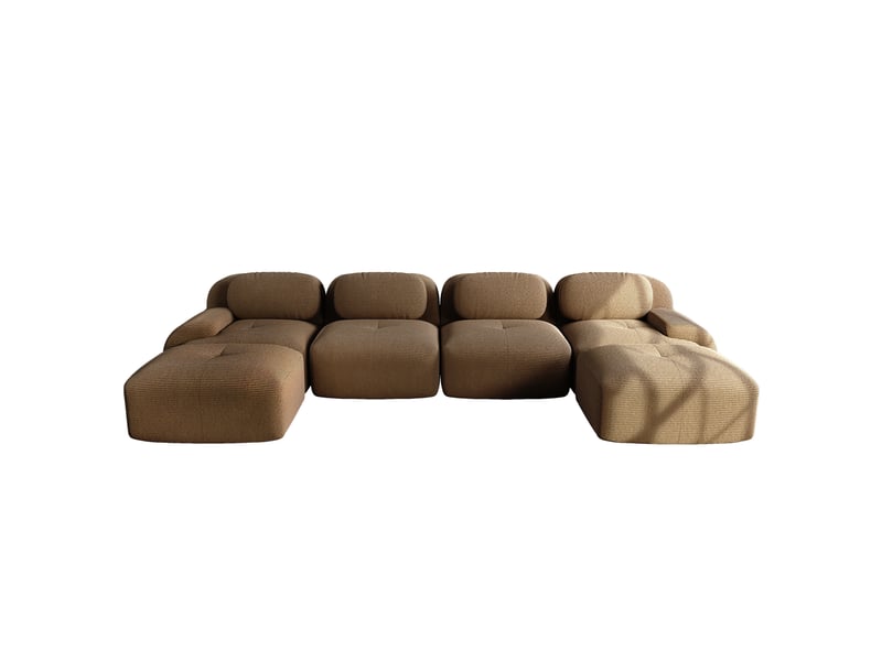 Canapé modulaire en u 4 places sans montage en velours côtelé marron - Conforama A