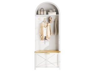 Porte-manteau d'entrée multifonction avec rack à chaussures et crochets – mdf durable, pieds en fer, design moderne