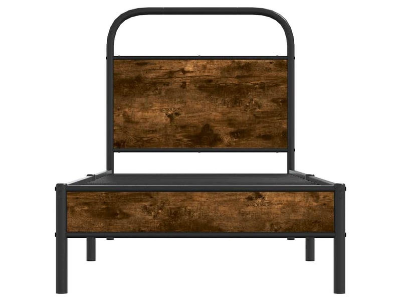  Lit simple- lit adulte -  cadre de lit sans matelas 80x200cm chêne fumé bois d'ingénierie  - Conforama D