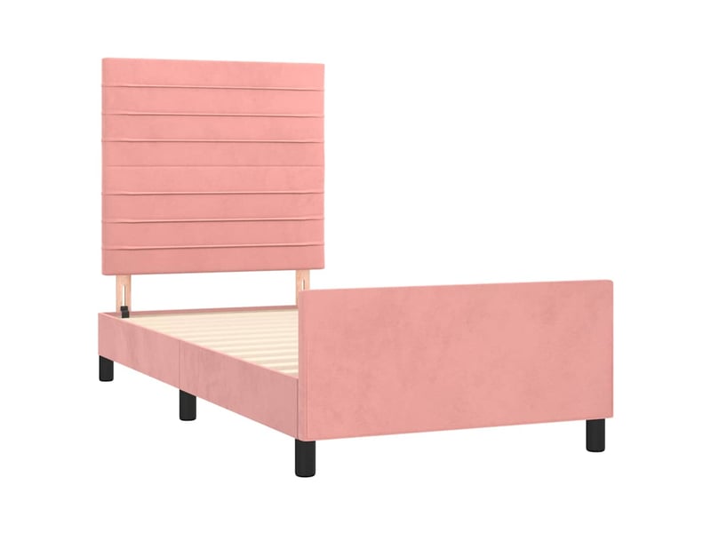  Lit simple- lit adulte -  cadre de lit sans matelas rose 100x200 cm velours  - Conforama C