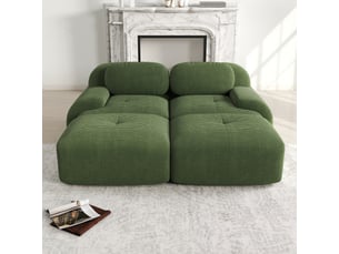 Canapé modulable 2 places avec méridienne, vert, 208 x 178 x 70 cm