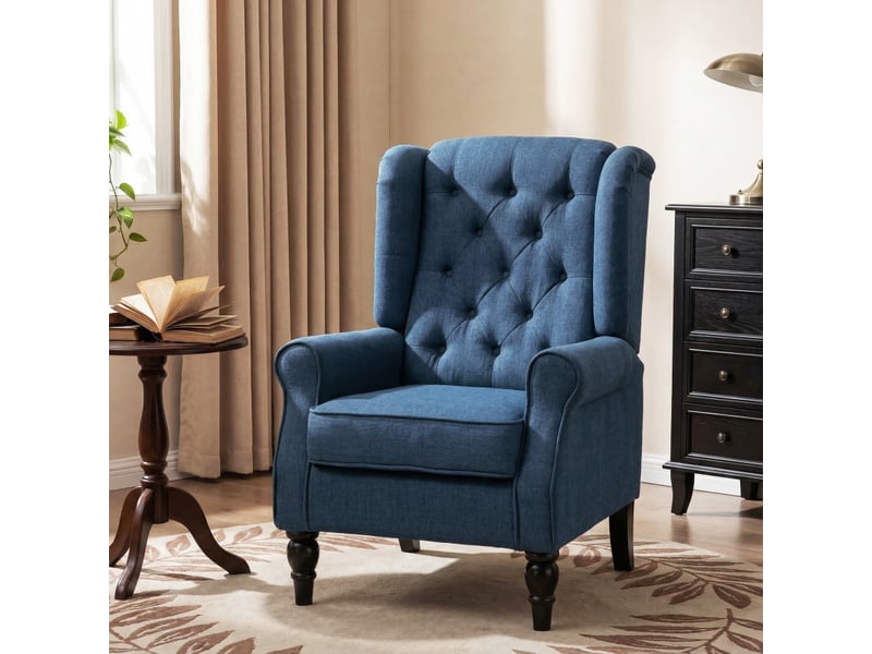 Fauteuil enisisa chesterfield capitonné bleu - Conforama B