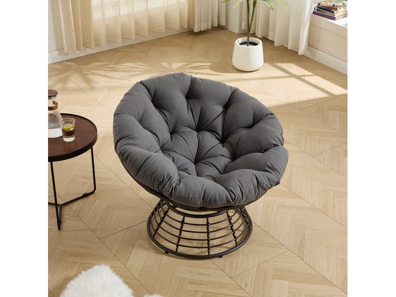  Chaise papasan pivotante 92x67 cm métal gris  - Conforama E