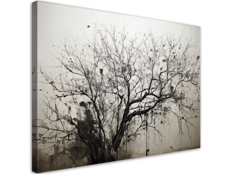 Image sur toile, arbre noir et blanc dans le brouillard 45x30 1334480399 - Conforama A