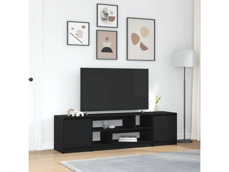  Meuble tv - banc tv - meuble de rangement chêne noir 188,5x41x50 cm bois d'ingénierie  - Conforama B