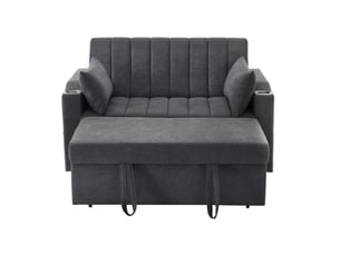 Canapé droit convertible SEYAKANY 2 places Tissu gris