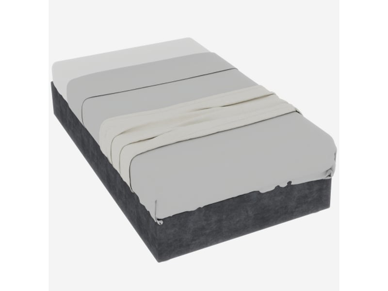  Lit enfant 90x200 cm, sans tête de lit, en tissu et métal, gris, sans matelas  - Conforama D