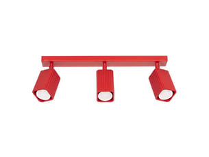 Plafonnier rayo 3l rouge aluminium moderne 16.5x45x6cm