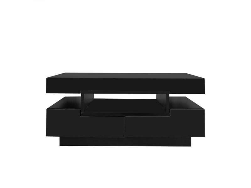  Table basse brillante avec bande lumineuse led et 4 tiroirs noir table basse noir - Conforama A