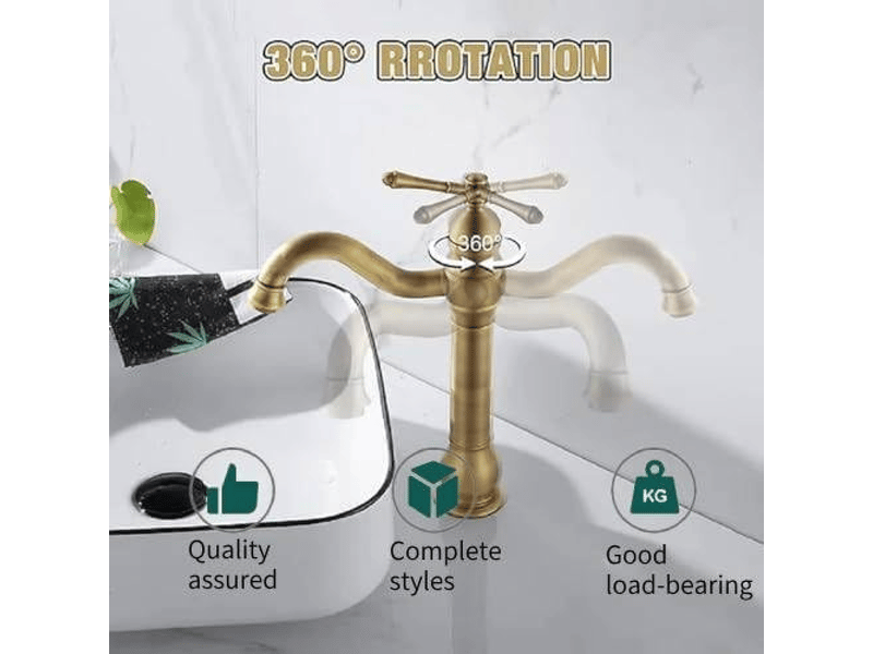  Mitigeur rétro, robinet de salle de bain, pivotant à 360°, hauteur 30cm, doré NO - Conforama C