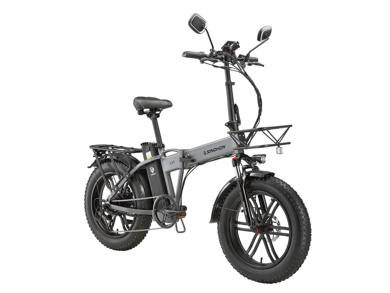  Vélo électrique pliant sinohon a20, pneus larges 20 po, 1050wh batterie, gris  - Conforama E