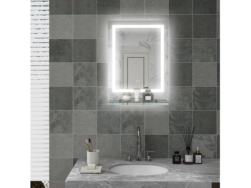  Miroir salle de bains led antibuée avec étagère 70 x 50 cm homvra  - Conforama B