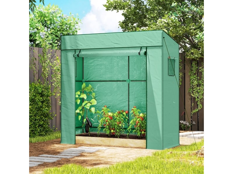  Serre de jardin 196x77x197 cm porte enroulable métal vert  - Conforama C