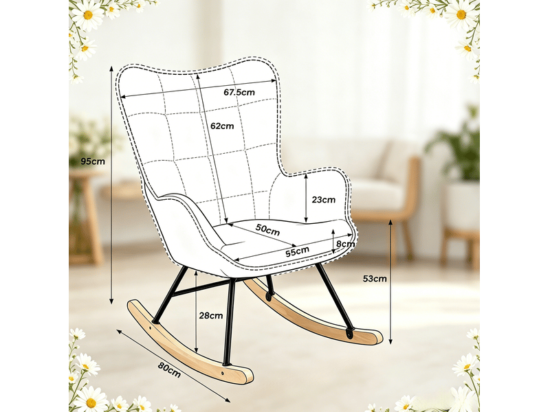 Fauteuil à bascule 67,5 x 65 x 95 cm gris foncé en velours, dossier haut et accoudoirs ergonomiques - Conforama C