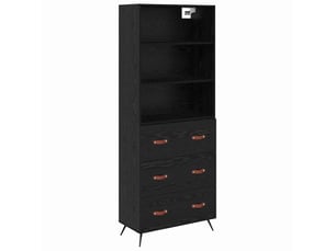 Buffet - haut armoire chêne noir 69,5 x 34 x 180 cm bois d'ingénierie