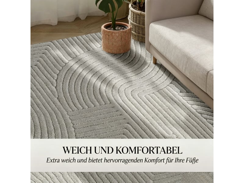  Tapis de salon 230x160 cm géométrique gris  - Conforama D
