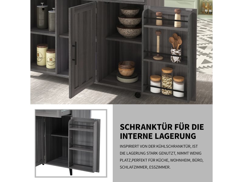  Chariot de service extensible - dimensions - comptoir en marbre blanc - grain de bois gris kaki 129x46x91.5cm - Conforama C