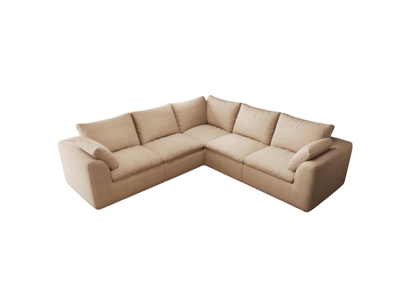 Canapé d’angle 5 places 245x245 cm en tissu kaki - Conforama D