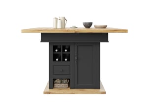 Table extensible, 110-140x80x75 cm, avec espace de rangements réglables, design moderne, mdf, coloris noir et naturel