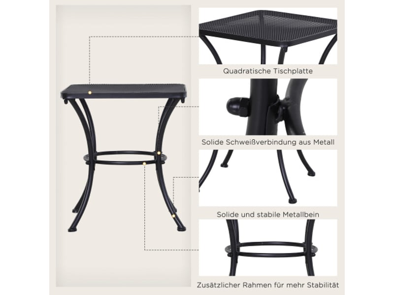  Table d'appoint noire en métal 45x45x50 cm – table basse balconterrassejardin  - Conforama D