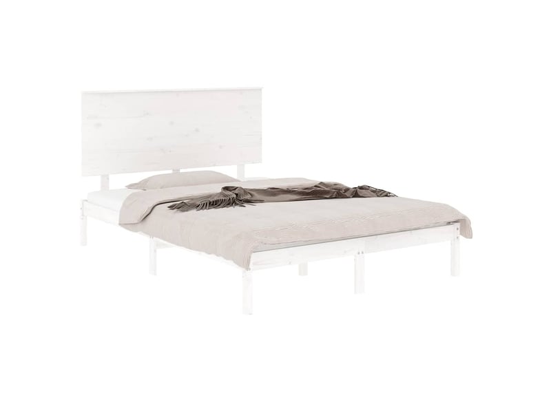  Lit double- lit adulte -  cadre de lit sans matelas blanc 120x200 cm bois de pin massif  - Conforama B
