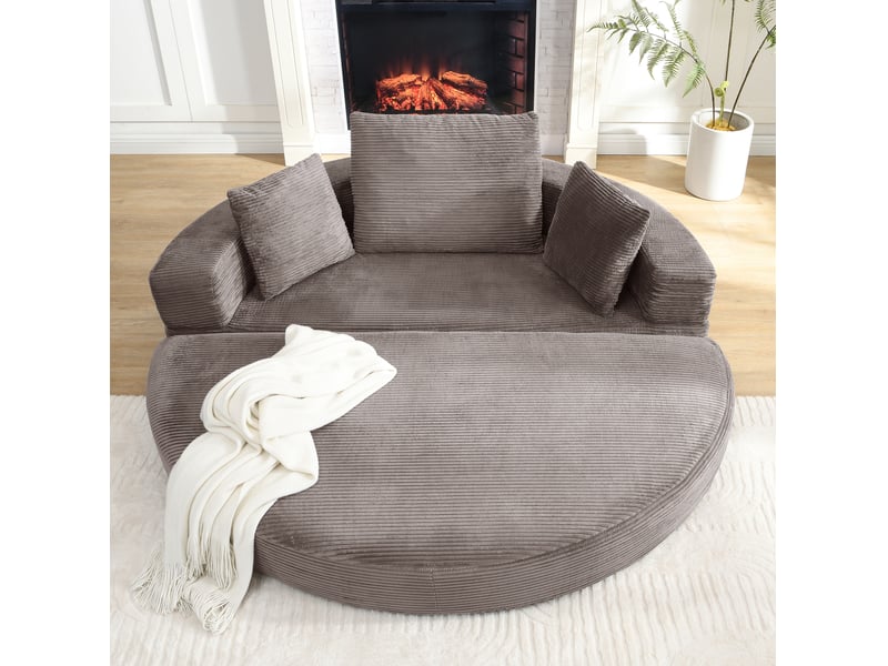 Canapé-lit pliable 2 places 173 x 176 cm en velours côtelé et mousse gris brun chicfurn - Conforama C