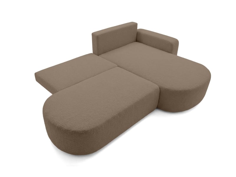  Canapé d'angle max réversible et convertible kiara 5 places en tissu bouclette - marron KIARA - Conforama C