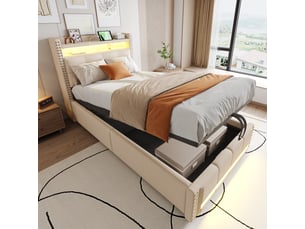 Lit simple 90x200 cm <strong>HAUSS SPOLE</strong>  <strong></strong> coloris beige