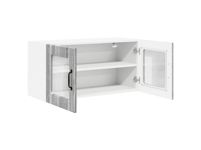 Meuble mural de cuisine, cabinet en verre mural gris sonoma 80x31x40cm - Conforama E