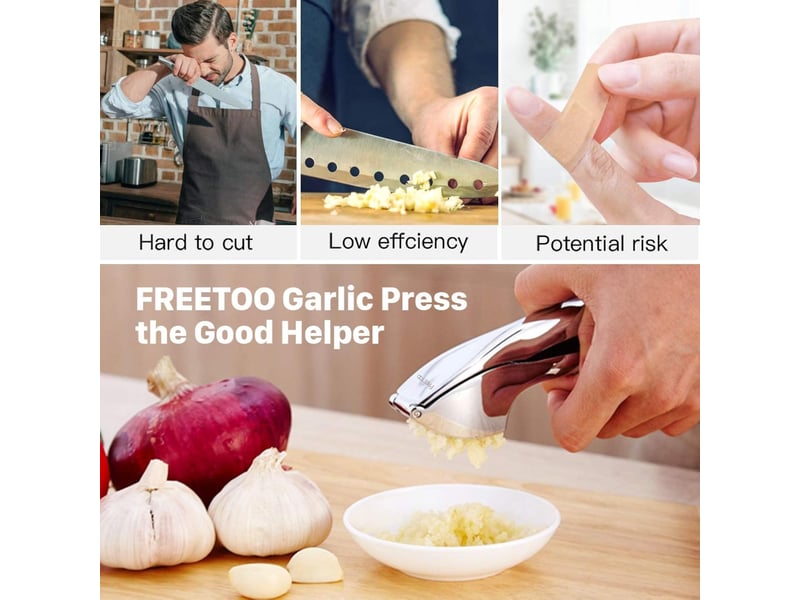  Presse-ail professionnel, pratique, solide, facile à nettoyer pour la cuisine - grey silver  - Conforama D