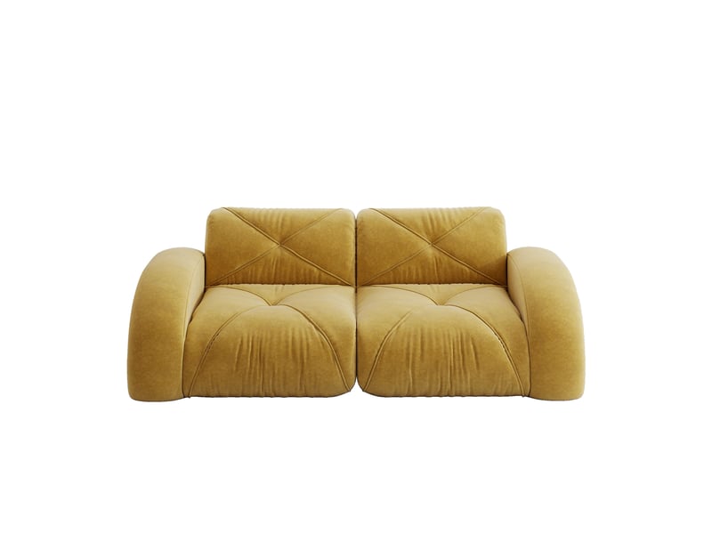 Canapé modulable 2 places 204x95x76 cm, sans montage, design antiglisse, mousse 32d, revêtement en chenille, jaune - Conforama A