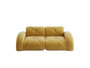 Canapé modulable 2 places 204x95x76 cm, sans montage, design antiglisse, mousse 32d, revêtement en chenille, jaune