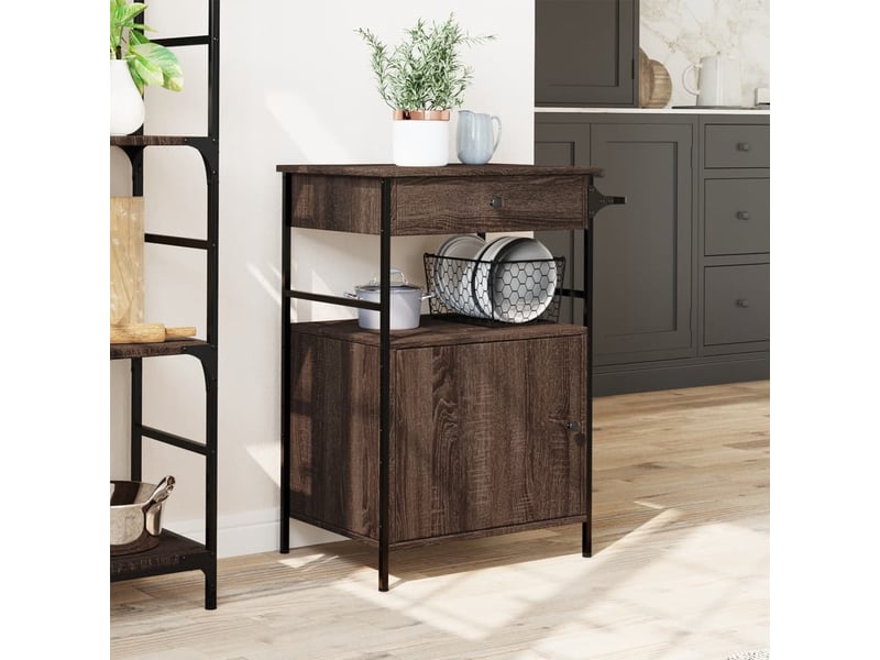  Desserte de cuisine, chariot de rangement chêne marron 56x43x89,5 cm bois d'ingénierie  - Conforama C