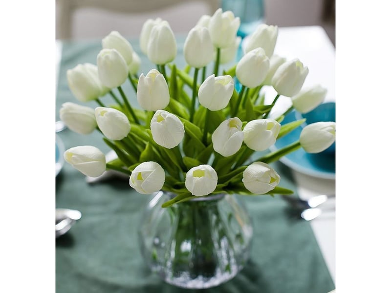  Kaelt - simulation fleur tulipe fausse fleur latex matériel toucher réel salle de mariage famille hôtel fête intérieur étude bricolage décoration  - Conforama B