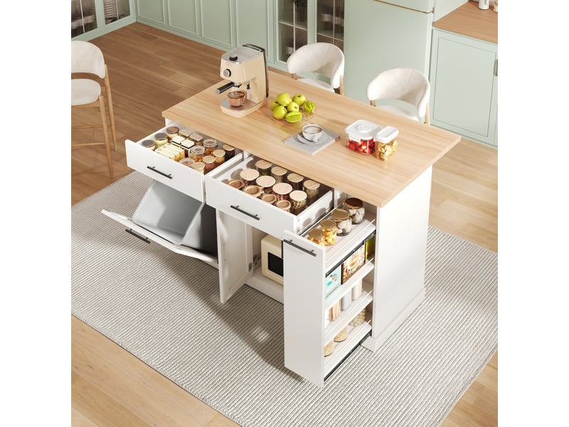  Îlot de cuisine 1 porte 2 tiroirs coloris blanc mdf  - Conforama E