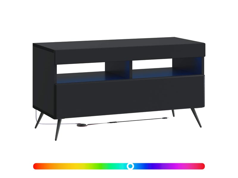  Meuble tv - banc tv - meuble de rangement led noir bois d'ingénierie  - Conforama C