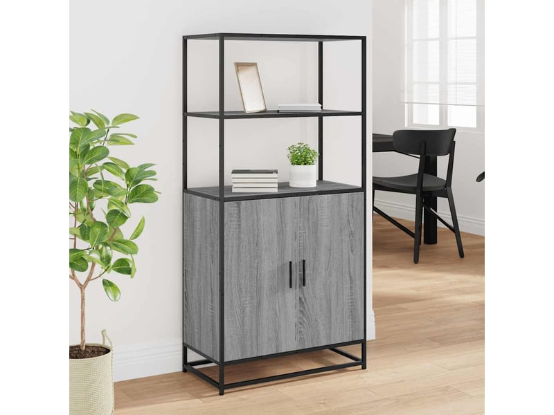  Buffet haut - bahut - meuble de rangement sonoma gris 68x35x139 cm bois d'ingénierie et métal  - Conforama C