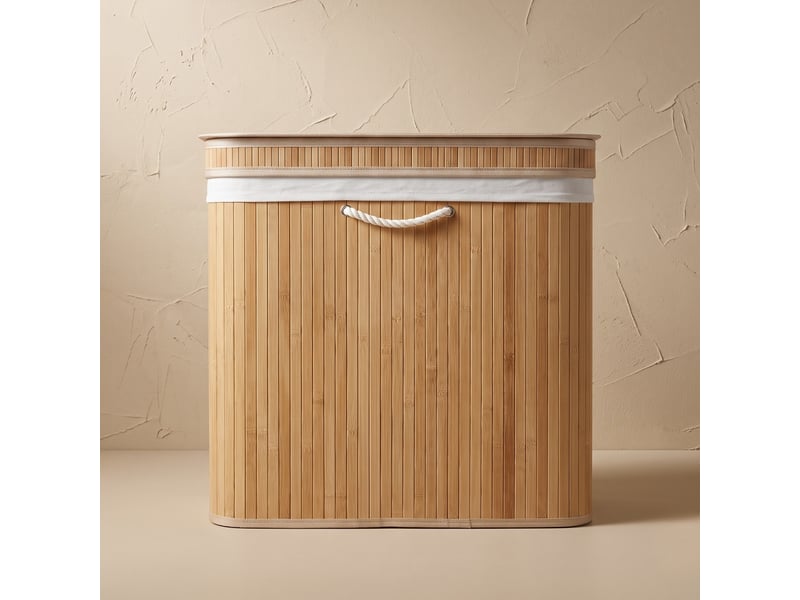  Panier à linge en bambou, 63 x 43 x 60 cm  - Conforama C