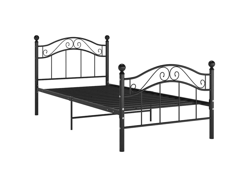  Lit simple- lit adulte -  cadre de lit sans matelas noir métal 100x200 cm  - Conforama A