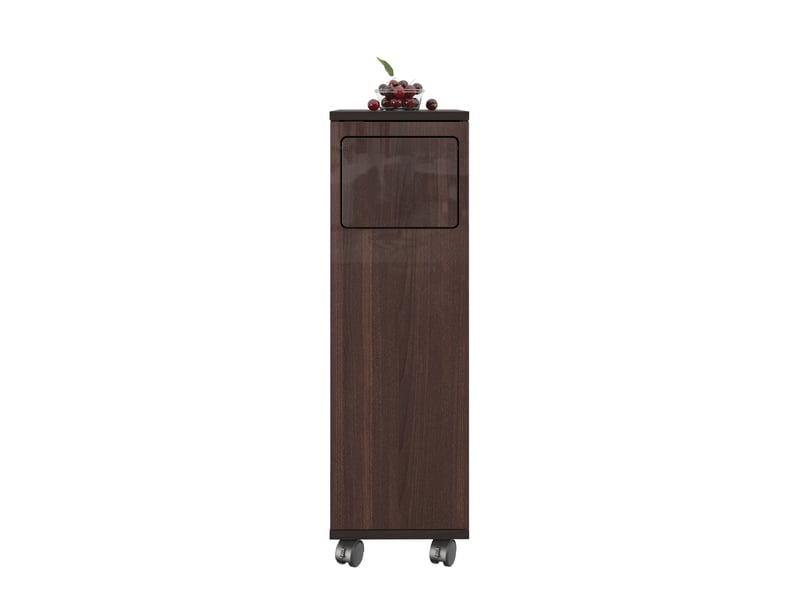  Meuble poubelle à roulettes 1 porte 24,2x35,1x80,2 cm mdf noyer brillant  - Conforama A