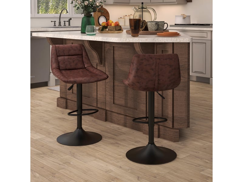  Lot de 2 tabourets de bar – style vintage – réglables et pivotants  - Conforama D